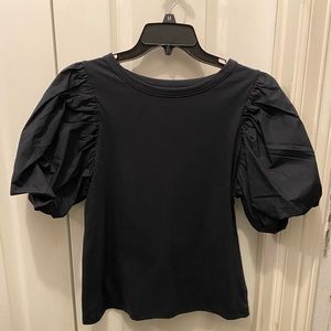 Puff sleeve black shirt